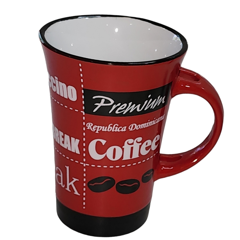 Red And White Ceramic Cappuccino Cup Tea‎ Coffee Mug 10 oz
